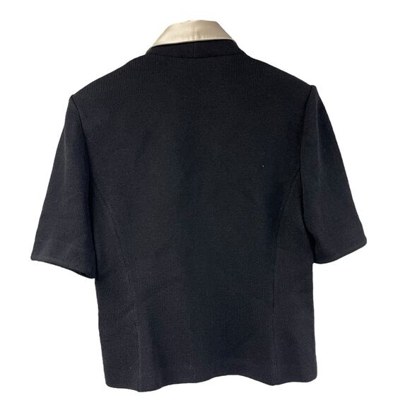 St. John Evening Santana Knit Black Blazer Jacket Rhinestones Zip 6 - Picture 6 of 6